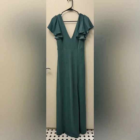 Hannah Dress Crepe Sea Glass Birdy Grey Bridesmaid Dress Like New Size S - Picture 3 of 14